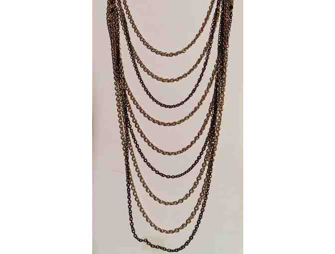 Chain Necklace with Multiple Strands and Black Crystal Accents-Lot 139 - Photo 1