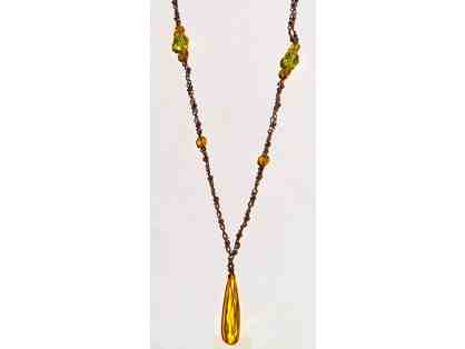Chain Necklace with Yellow Swarovski Crystals-Lot 140