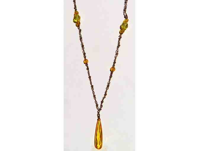 Chain Necklace with Yellow Swarovski Crystals-Lot 140 - Photo 1