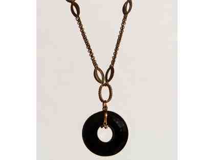 Chain Necklace with Black Onyx Pendant-Lot 143