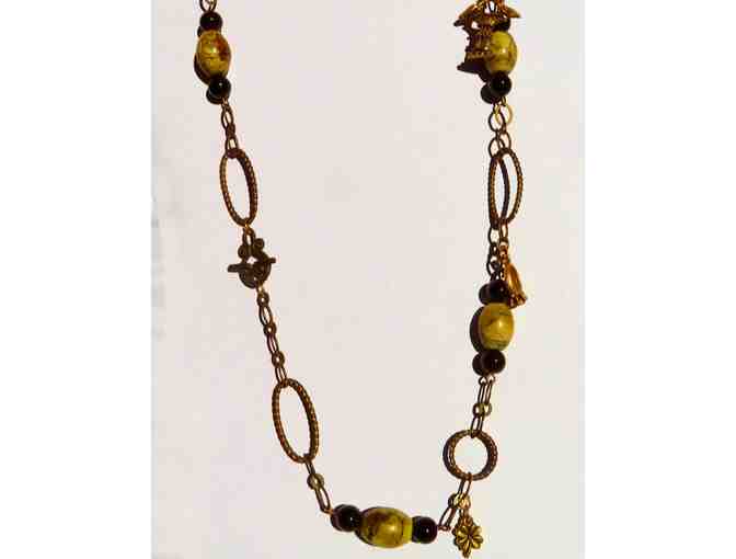 Chain Necklace with Yellow and Black Onyx Stones-Lot 145 - Photo 1