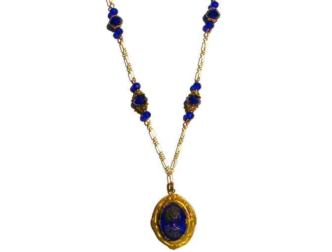 Chain Necklace with Blue Crystals and Antique Pendant-Lot 142 - Photo 2