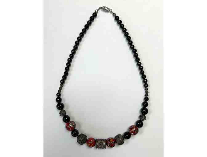 Choker with Black Onyx and Red and Silver Accents-Lot 76 - Photo 2