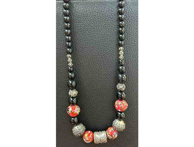 Choker with Black Onyx and Red and Silver Accents-Lot 76 - Photo 1
