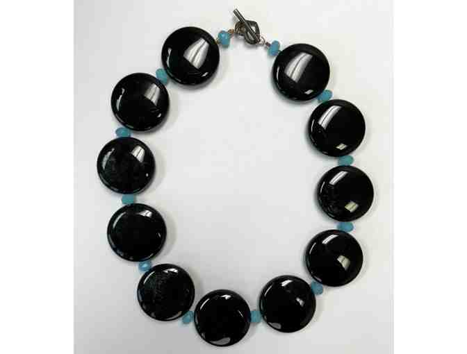 Choker with Chunky Black Onyx Beads and Blue Glass Beads-Lot 55 - Photo 2