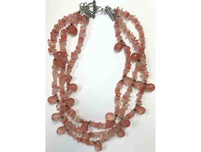 Choker with Dolomite Pink Stones and Peach Sun Swarovski Crystals-Lot 58 - Photo 2