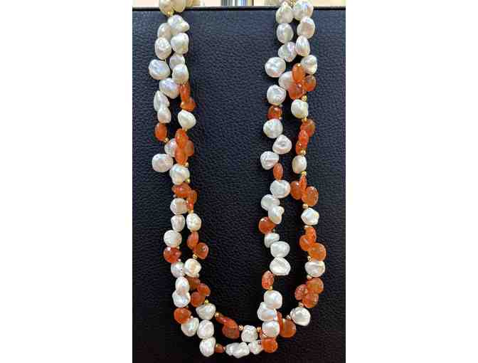 Choker with Pearls and Orange Crystals-Lot 81 - Photo 1