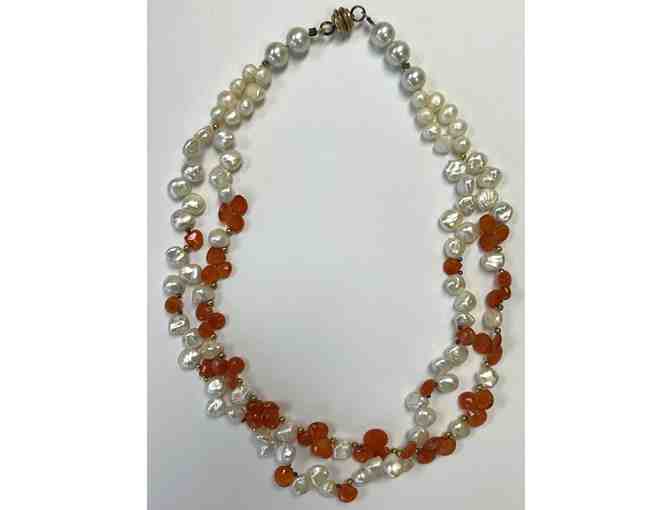 Choker with Pearls and Orange Crystals-Lot 81 - Photo 2