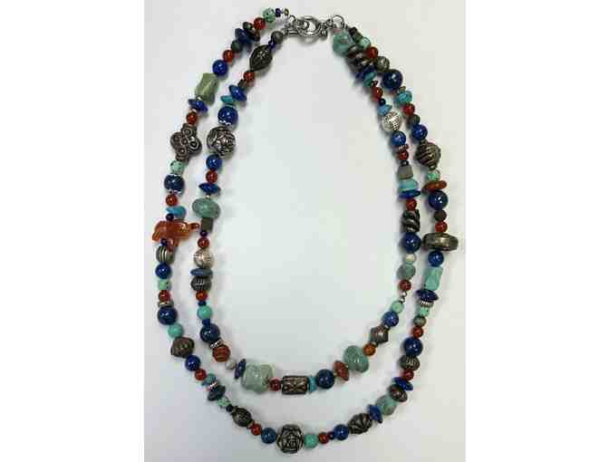 Choker with Turquoise, Lapis, Amber, and Jasper-Lot 81d