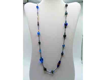 Long Necklace with Blue Beads-Lot 129