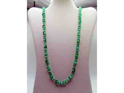 Long Necklace with Green Glass Beads-Lot 116