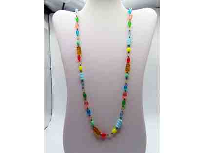 Long Necklace with Multicolored Glass Beads-Lot 134