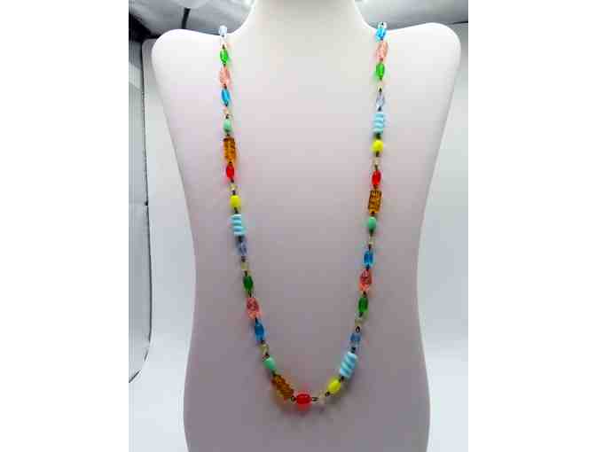 Long Necklace with Multicolored Glass Beads-Lot 134 - Photo 1