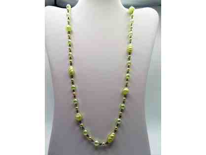 Long Necklace with Pale Yellow Pearls-Lot 115