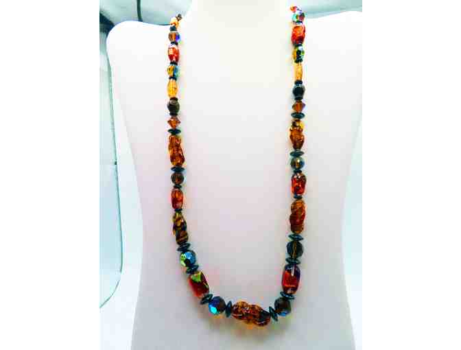 Necklace with Amber Glass and Aurora Crystals-Lot 109 - Photo 1