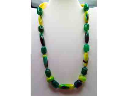 Necklace with Green and Yellow Stones-Lot 105