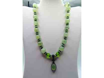 Necklace with Light Green Orb Beads and Pendant-Lot 101