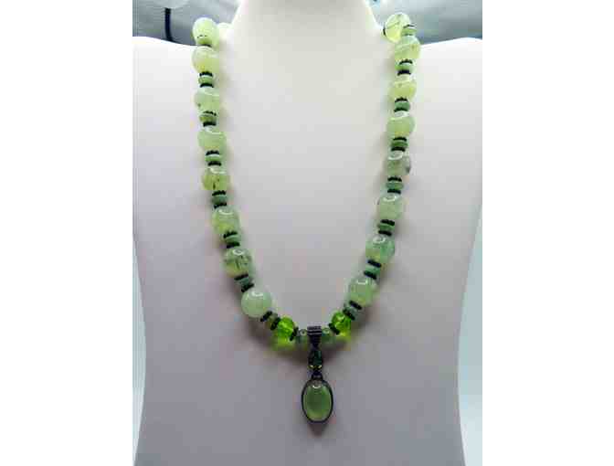 Necklace with Light Green Orb Beads and Pendant-Lot 101 - Photo 1
