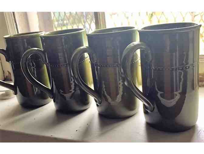 4 Vintage Green Hoganas Keramik Tea/Coffee Mugs