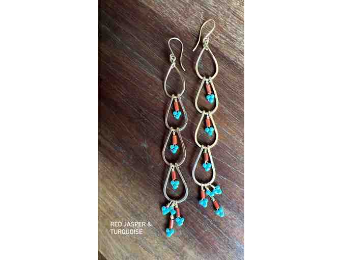 Minileo Red Jasper and Turquoise stone gold filled earrings