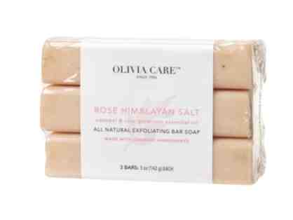 Olivia Care Rose Himalayan Salt Exfoliating Bar Soap - Set of 3