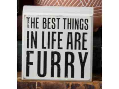 THE BEST THINGS IN LIFE ARE FURRY Wood Box Sign