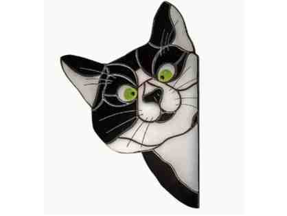 Waterproof Peeking Cat Window Sticker - Tuxedo
