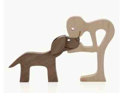 Man and Dog Interlocking Wood Sculpture