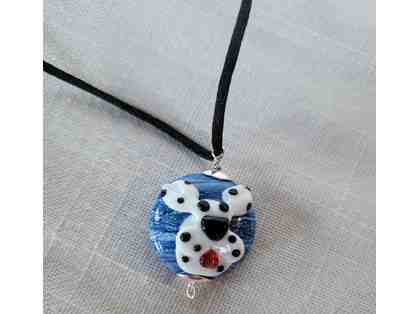Handmade Blue Glass Bead Dog Necklace