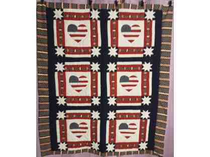 One of a Kind Handcrafted Stars and Stripes Quilted Wall Hanging or Throw Blanket