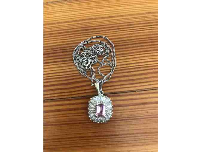 Pink Swarovski crystal sterling silver necklace