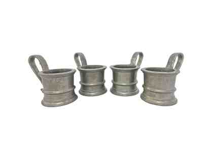 Four Vintage Pewter Cup Holders
