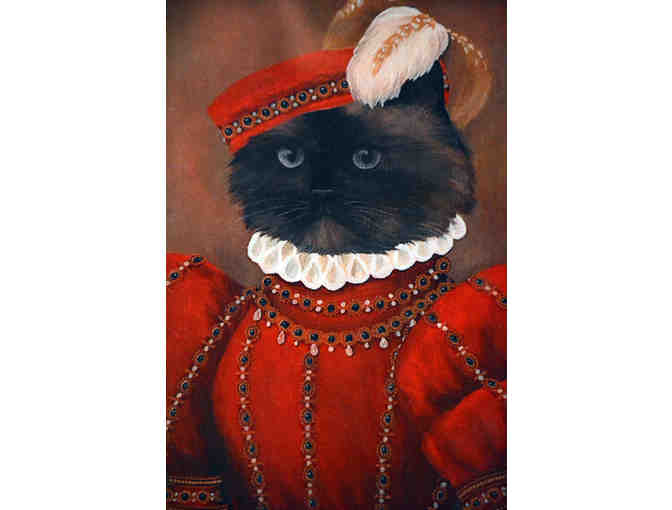 Old World Print of Framed Cat Portrait In Period Costume by Carole Lew +