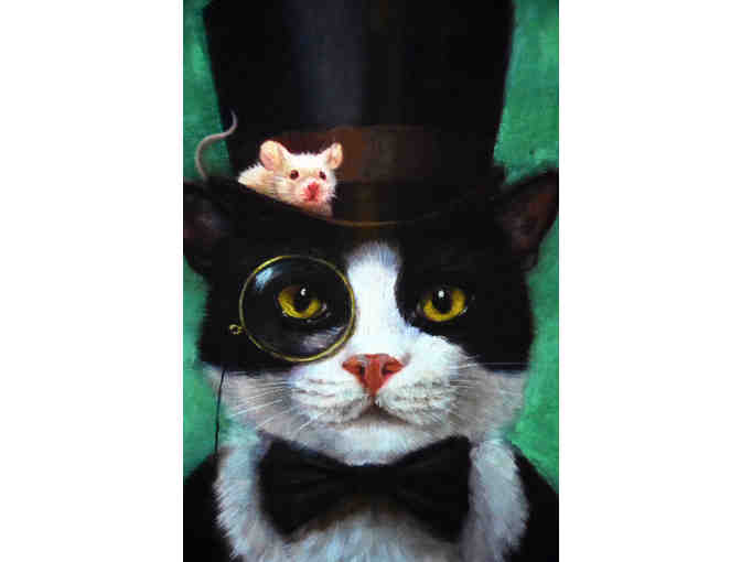 Art Print: Top Hat and Bow Tie Cat Portrait by Carole Lew -
