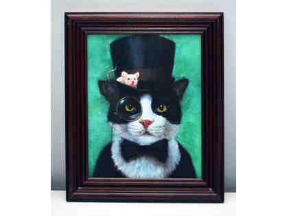Art Print: Top Hat and Bow Tie Cat Portrait by Carole Lew -