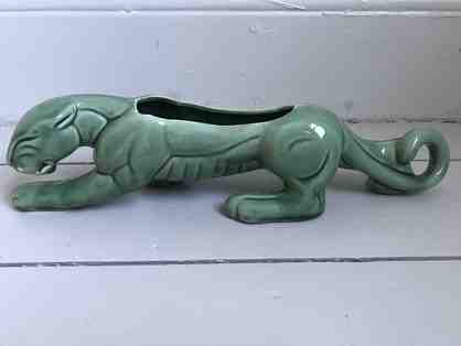 Mid-century modern ceramic green panther