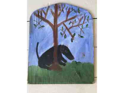 Original Signed Earl Swanigan Painting of Dog under tree