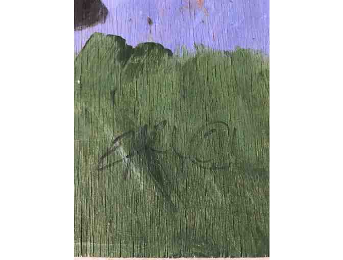 Original Signed Earl Swanigan Painting of Dog under tree