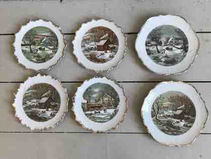 Courier and Ives Winter Scene Plates