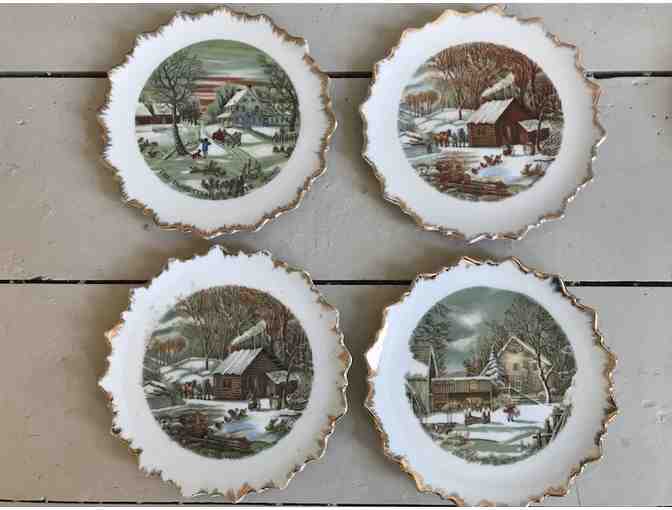 Courier and Ives Winter Scene Plates
