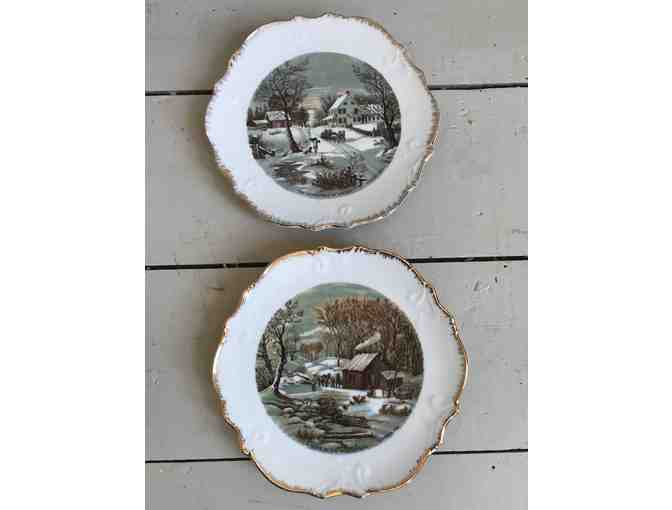 Courier and Ives Winter Scene Plates