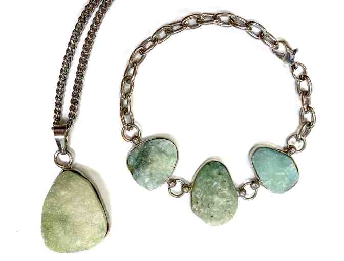 Matching Turquoise Stone Necklace and Bracelet (Unknown)