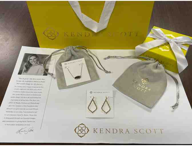 Kendra Scott Sophia Gold Drop Earrings and Baroque Elisa Gold Pendant Necklace