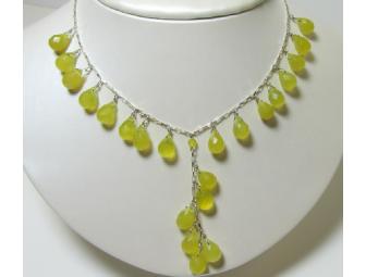 Necklace and Earring Set - Y Drop with Faceted Glass Beads