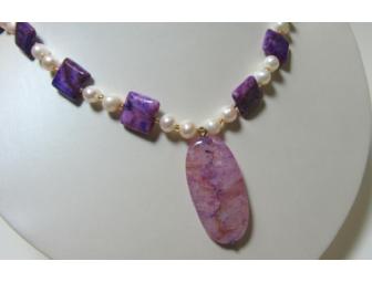 Necklace and Earring Set of Purple stone and Pearl