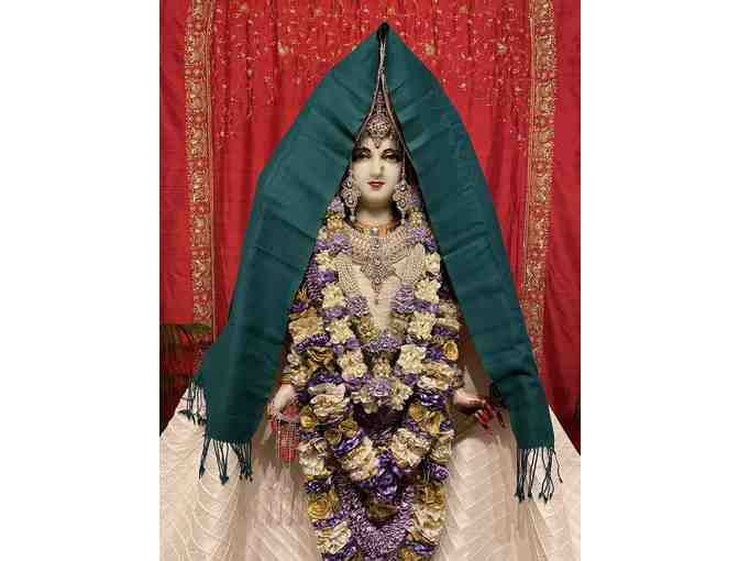 Beautiful Teal Green Pashmini Shawl Worn by the Divine Mother at Night.