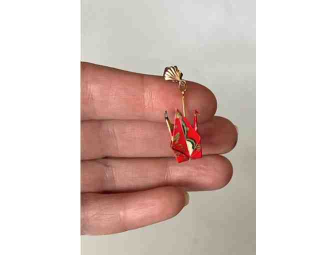 Dangling Origami (folded paper) Earrings on Gold Studs