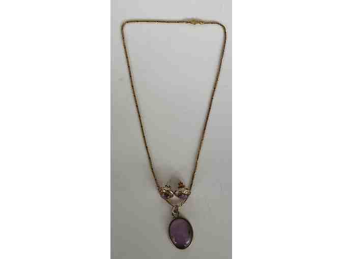 2 Lovely amethyst earrings and necklace on 14 carat gold from Ramloti