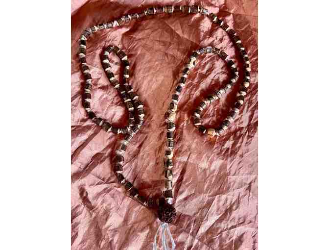 Babaji's Sacred Tulsi Mala with a Rudraksha from Babaji Guru Bead hand strung by Hiraman