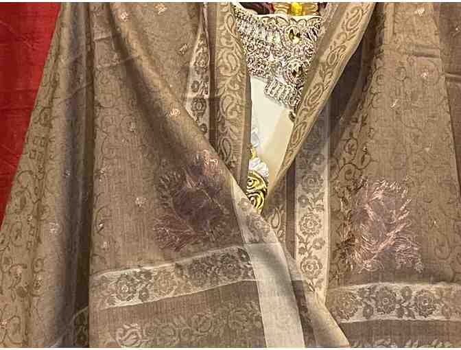 Beautiful light brown and tan Pashmini Wool Shawl Worn by the Divine Mother at Night.